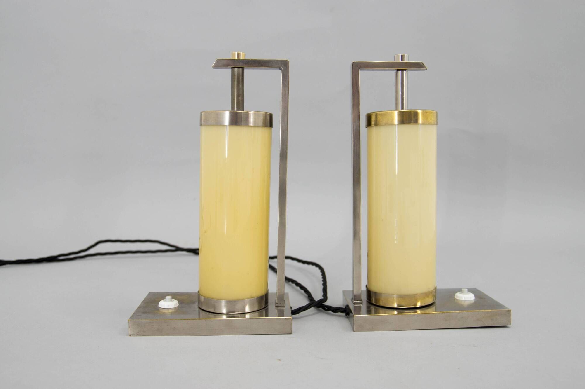 Set of Two Bauhaus / Functionalist Table or Bedside Lamps, 1930s