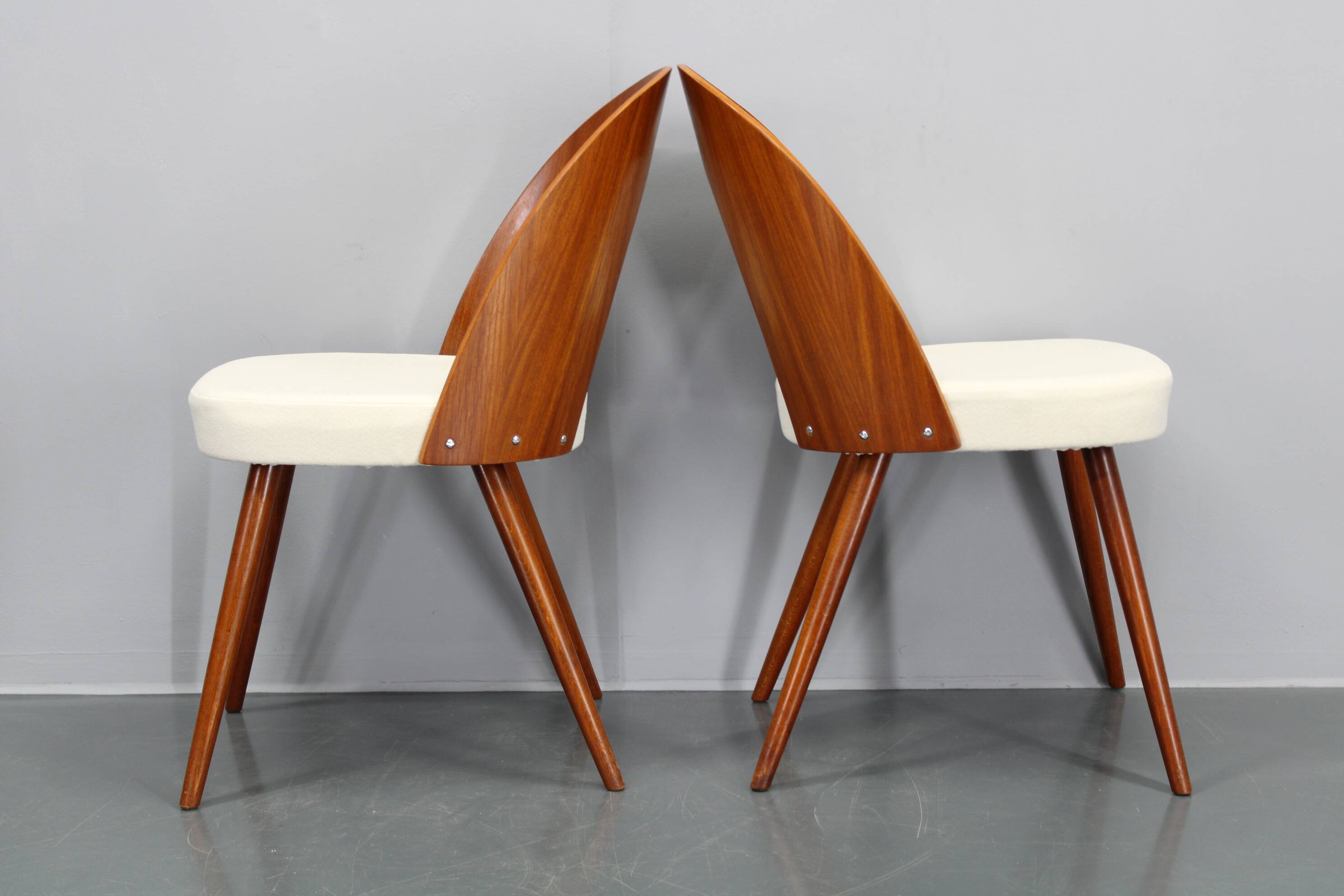 1960s Antonin Suman Pair of Restored Chairs in Walnut Finish