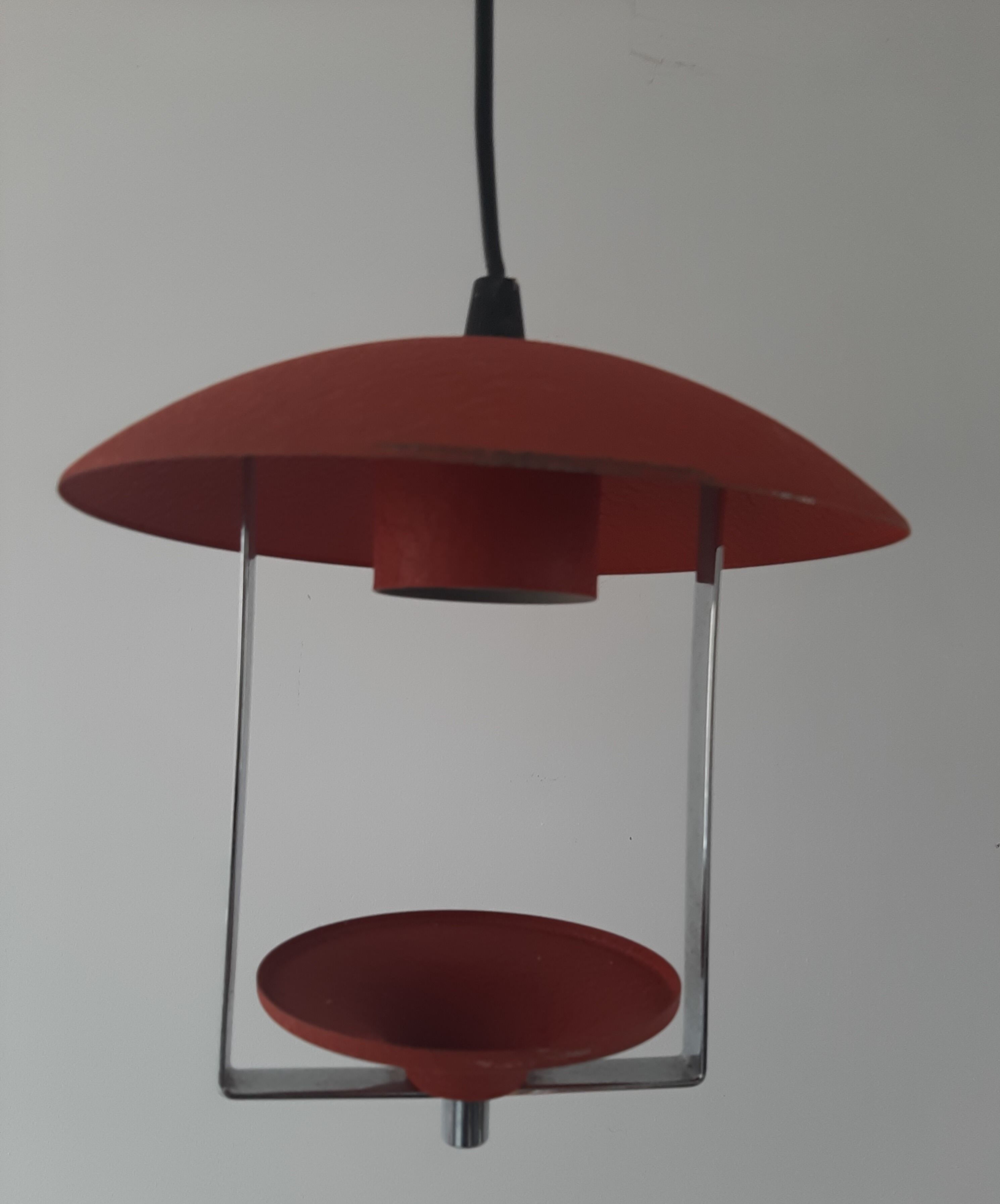 Orange-red metal hanging lamp