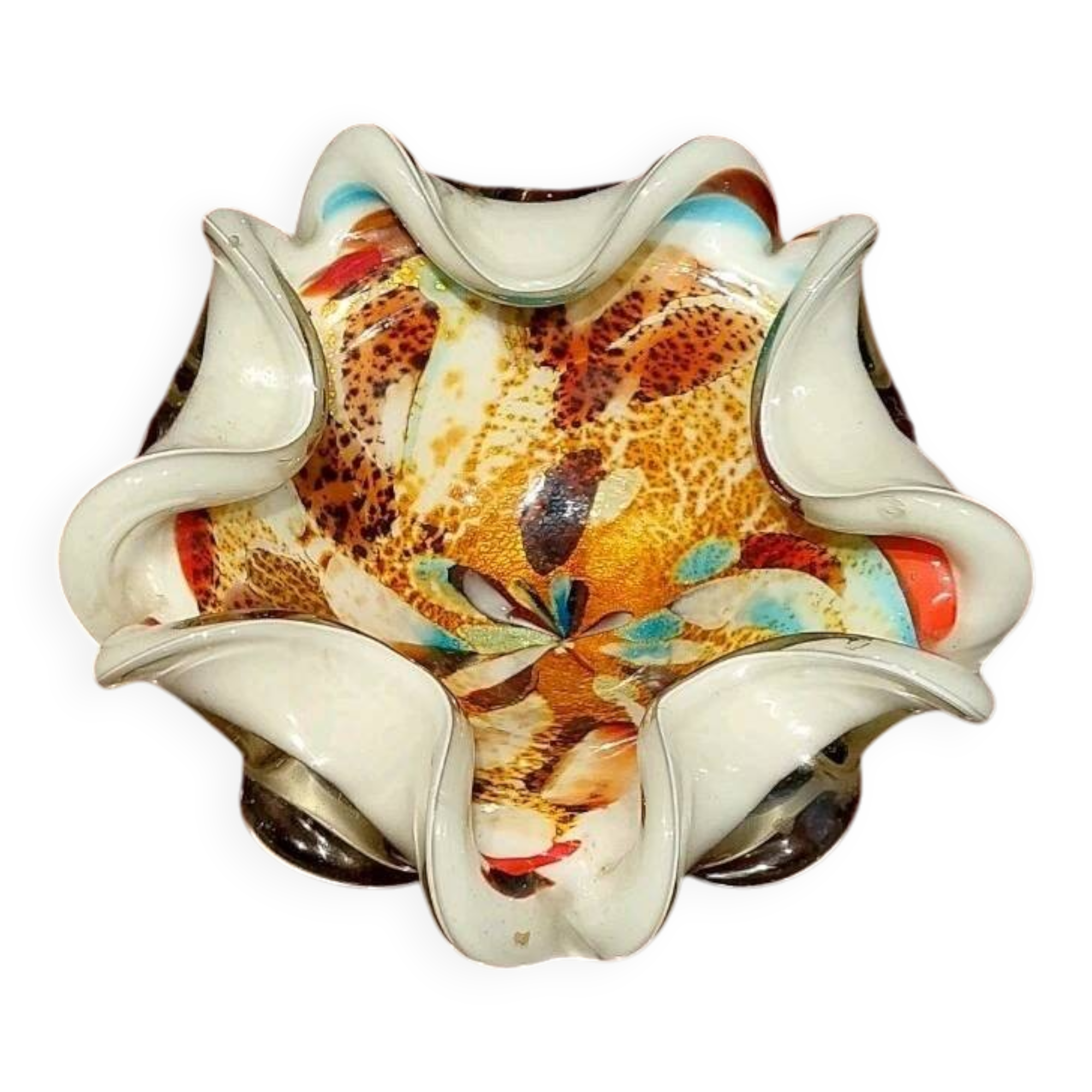 All Fruits glass bowl from Murano by Dino Martens with gold flecks 1960s