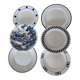 6 Vintage Mismatched Blue and White Porcelain Dessert Plates Set B0