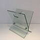 Designer magazine rack in glass and brushed steel