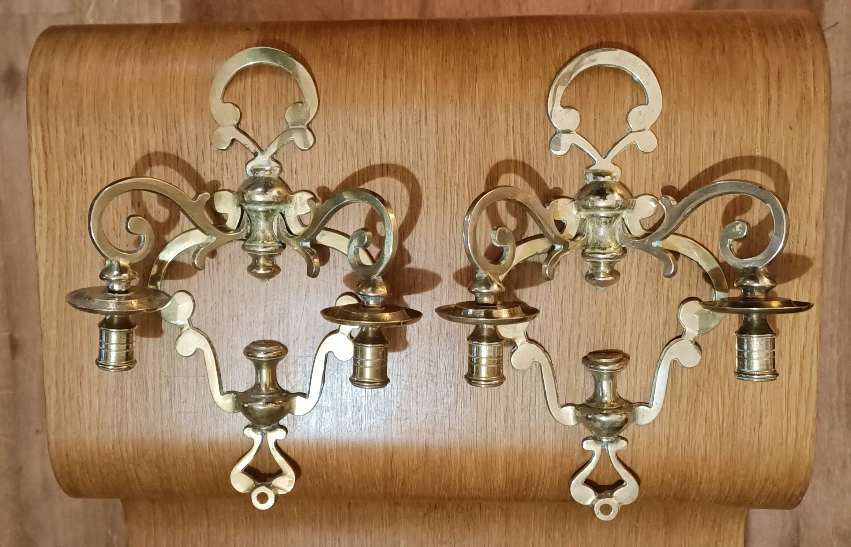 Pair of golden wall candle holders