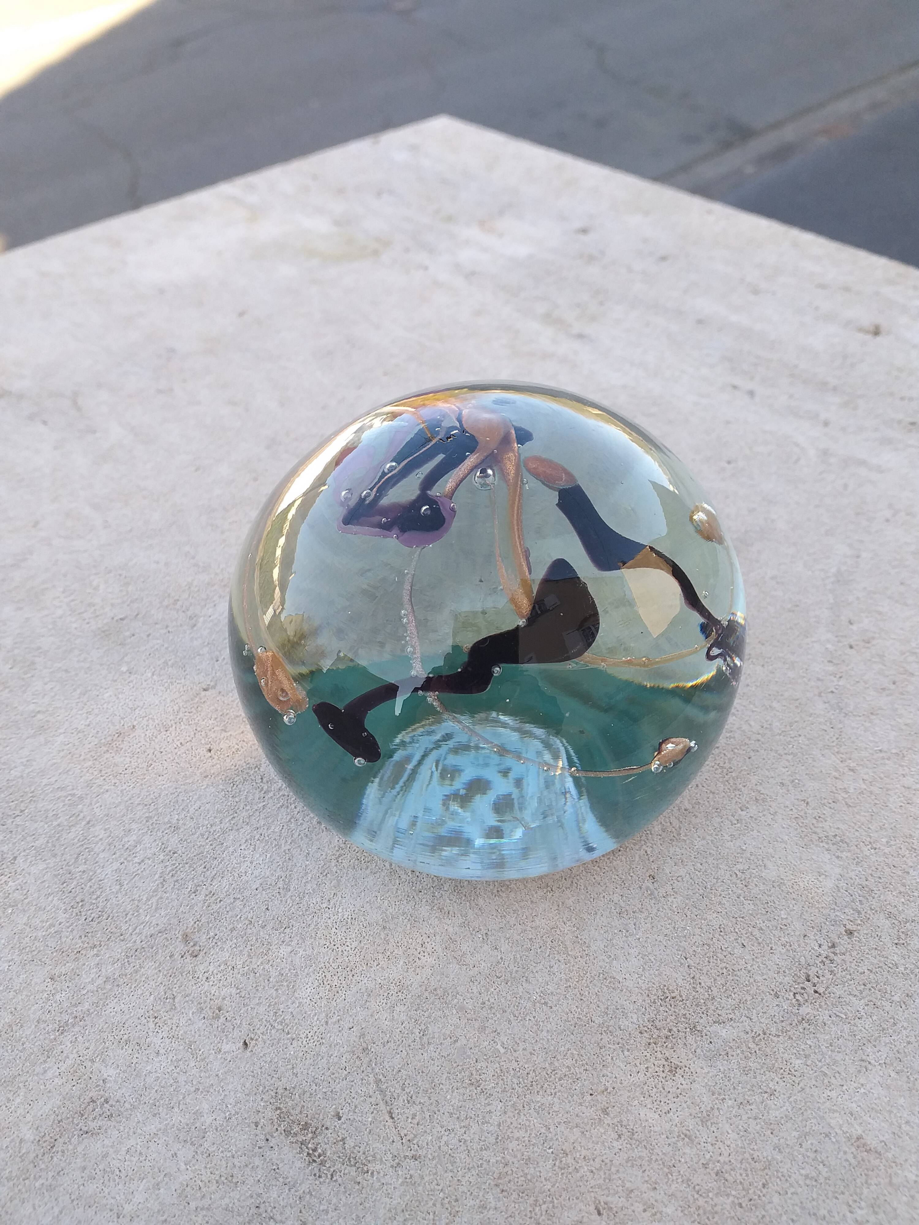 Inclusion glass paste paperweight Maure-Vieil -Bob Le Bleis - 1970's