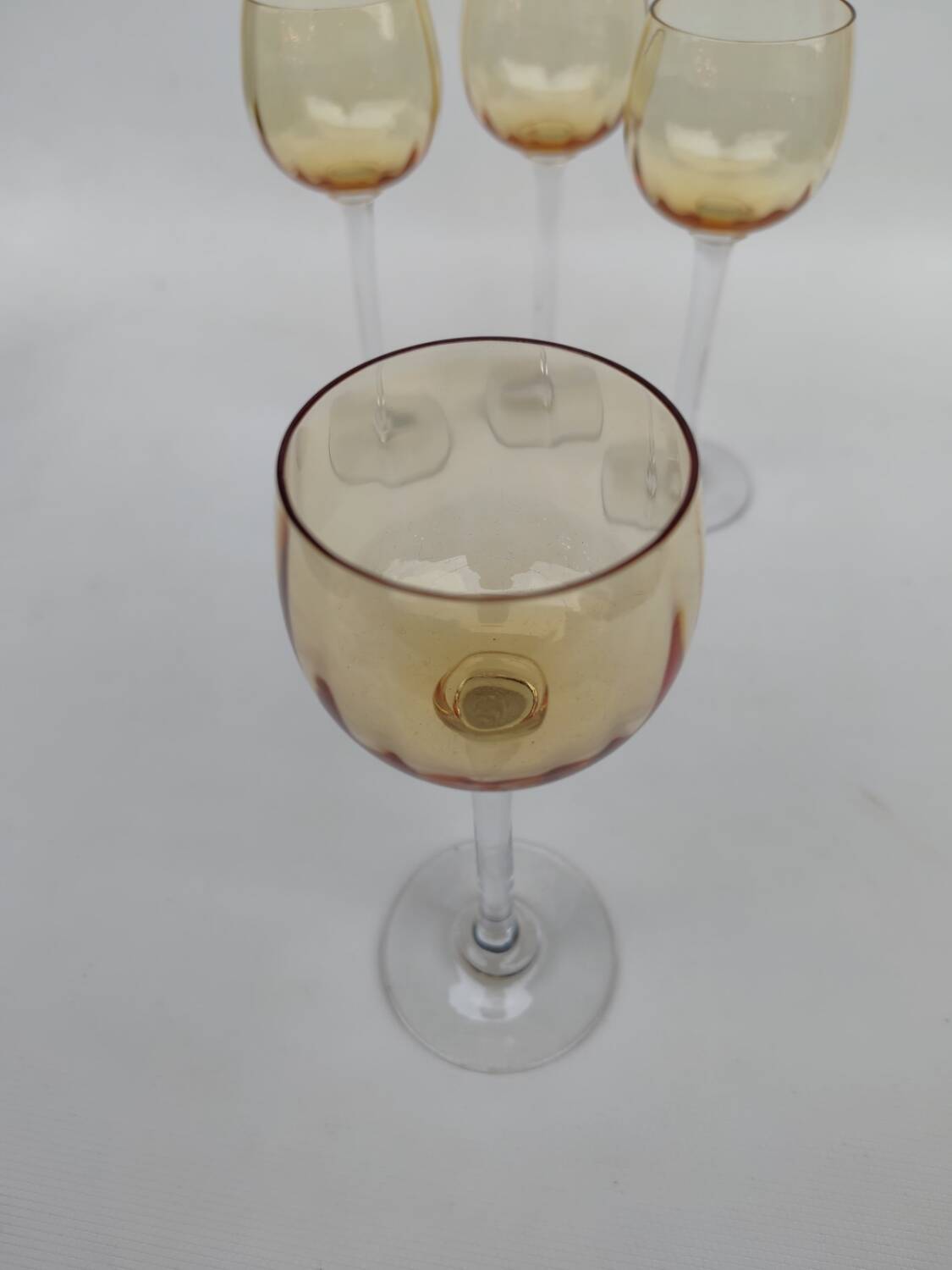 4 amber crystal glasses, first half of the 20th century.