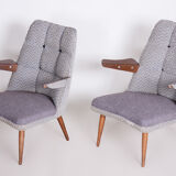 Set of two Grey Mid Century Armchairs made in 1950s Czechia. Original condition.