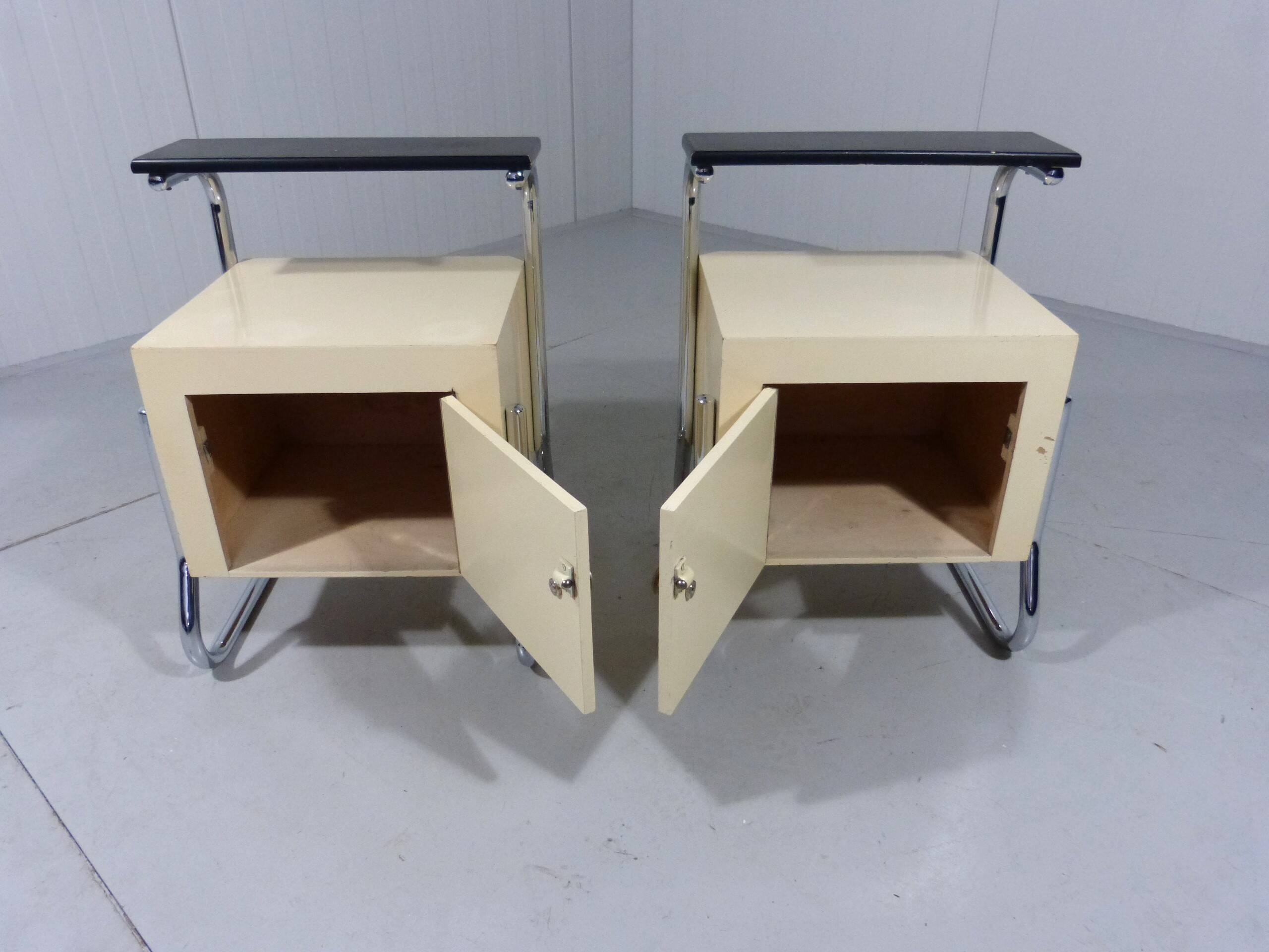 Set of 2 tubular bedside tables from the 50s