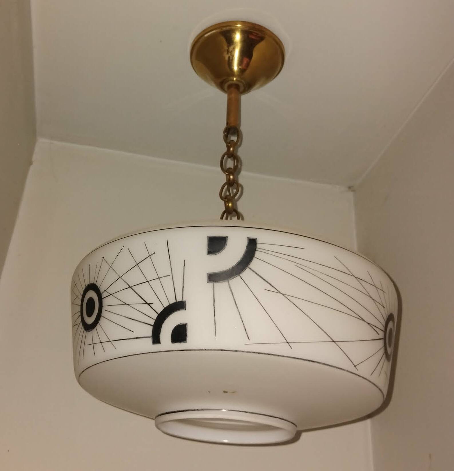 Suspension opaline décorée années 50/60
