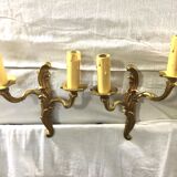 Paire d’appliques 2 lumières bronze St Louis XV