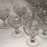 Set of 12 stemware chiseled flowers vintage 60-70 years