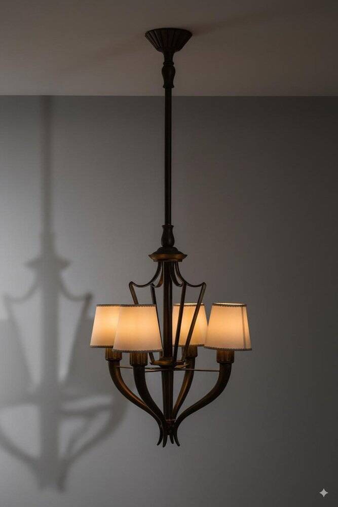 Art Deco Bronze Chandelier attributed to Emilio Lancia for Italo Carlotti, Italy, 1930s