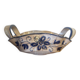 Vintage Ceramic Salad Bowl with Blue Floral Decor, Made in Italy