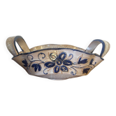 Vintage Ceramic Salad Bowl with Blue Floral Decor, Made in Italy