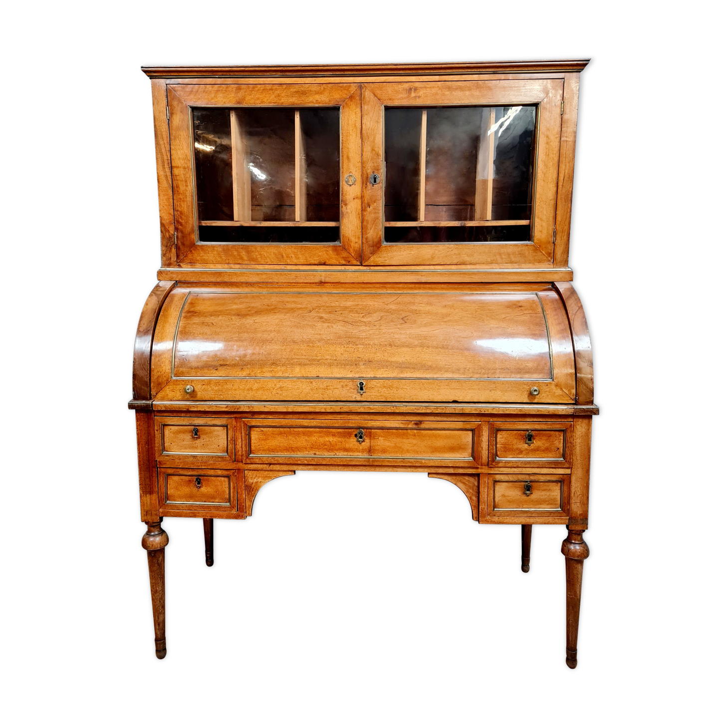 Louis XVI period cylinder office in blond mahogany around 1760-1780