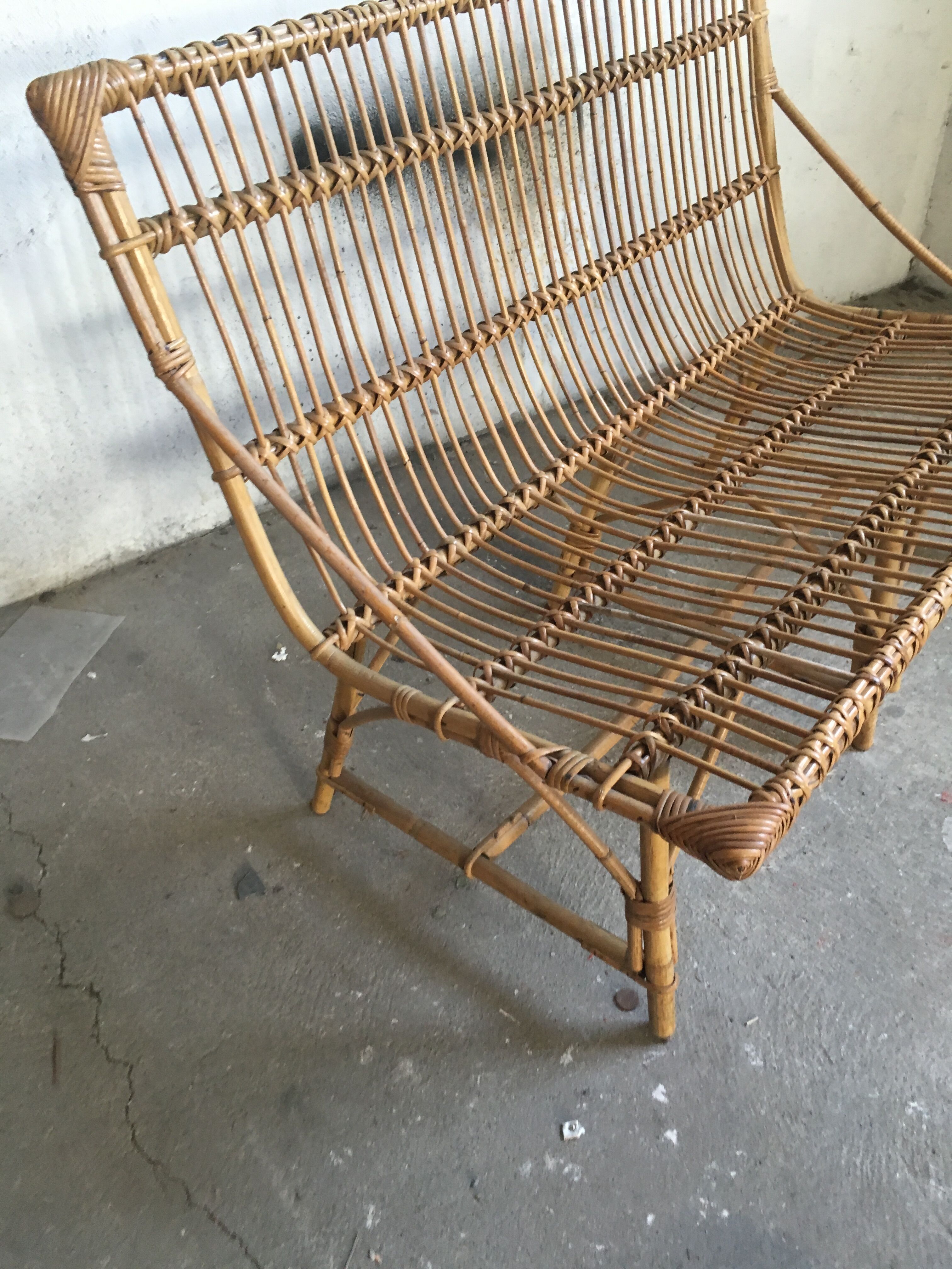 Sofa bench vintage rattan