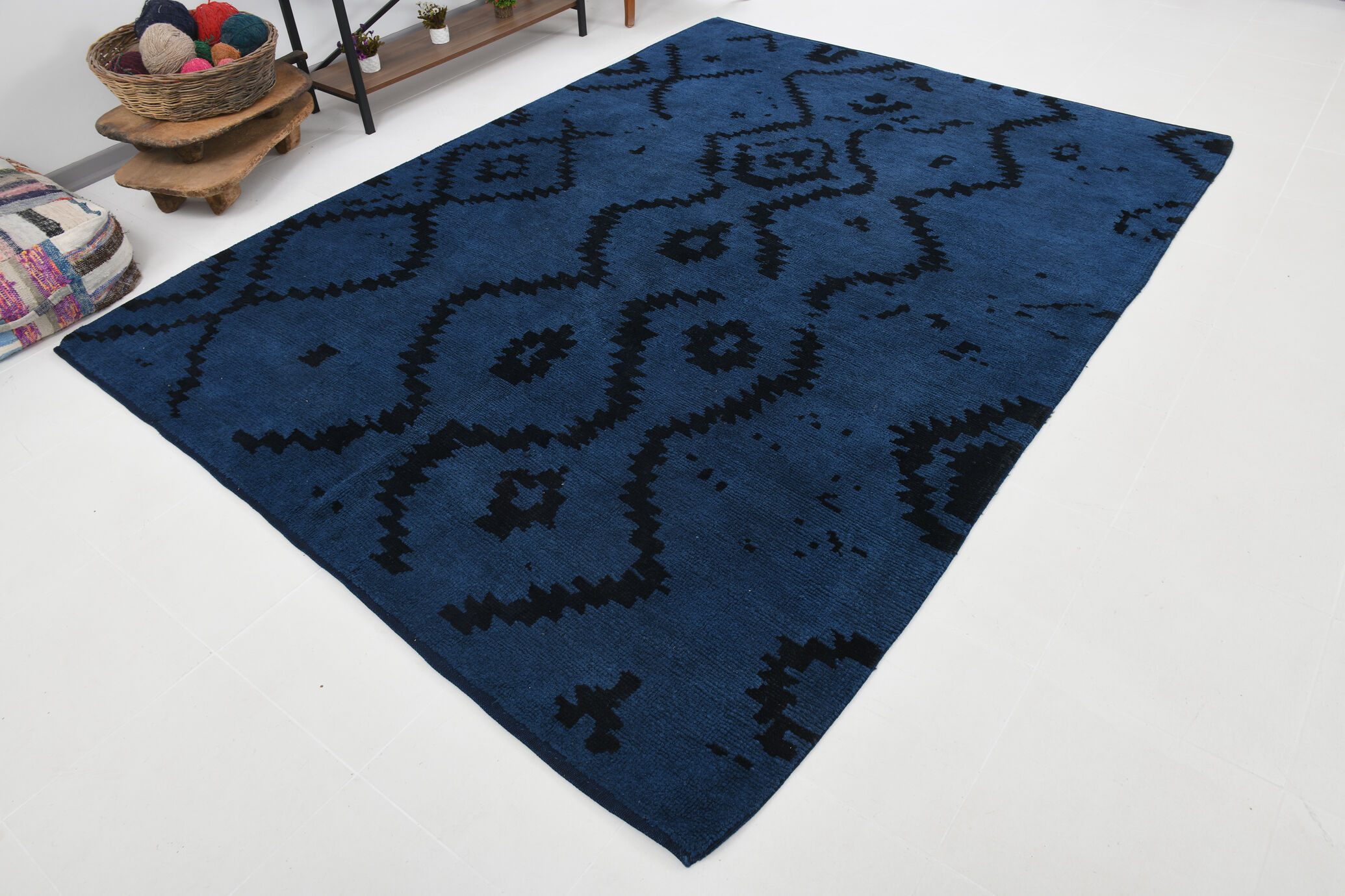 Navy Blue Hemp Carpet Rug,293x219Cm