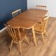Retro Blonde Ercol Model 383 Dining Table & Four Stick Back Kitchen Dining Chairs