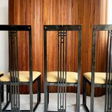 Set of 4 black wooden chairs from the 1970s - "galaxy" model
