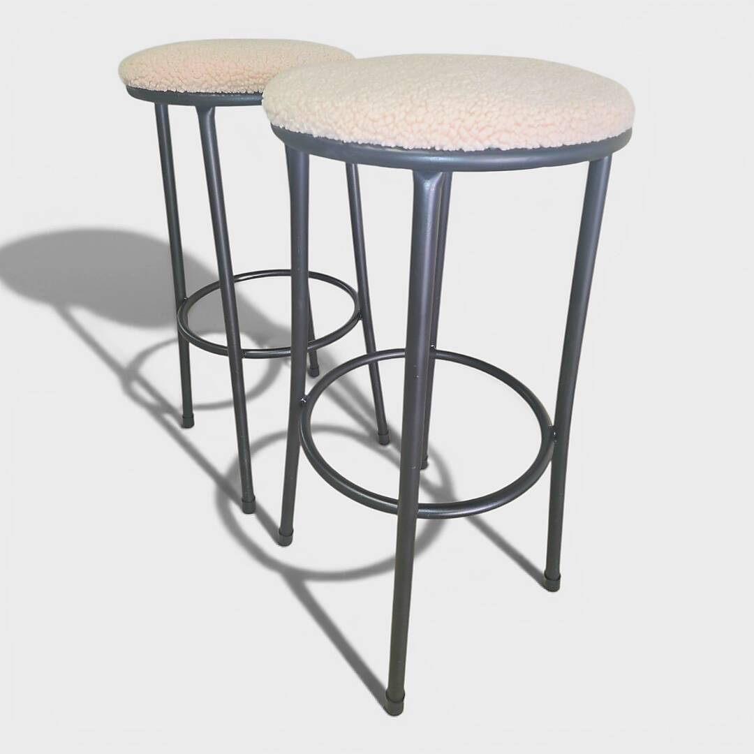 Vintage stools "Black & White", boucle upholstery