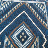 Tapis mergoum bleu fait main traditionnel 50x100