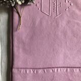 Old linen and cyclamen cotton sheet