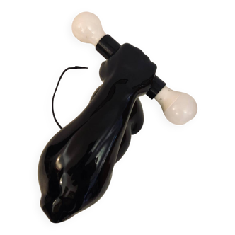 Vintage ceramic dumbbell lamp by JC Peiré