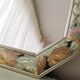 Vintage floral mirror in wood and cut glass, 80s