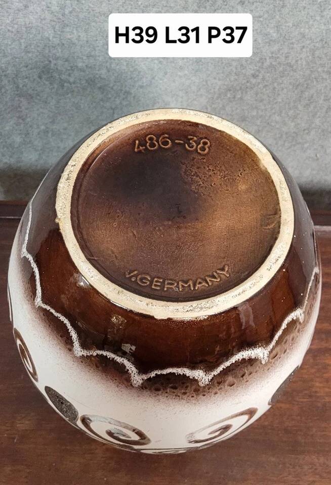 West Germany: Very large glazed ceramic vase - brown