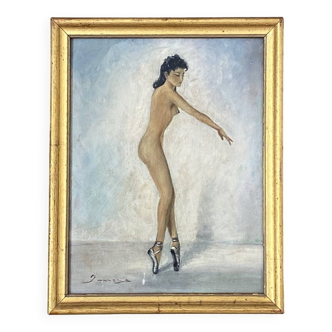 Painting. Framed oil. Nude dancer. 1960.