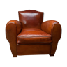 French leather club chair, 'caramel moustache' model, with cuban cigar arms, circa 1930's