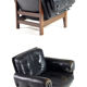 Danish teak & black leather armchair 50s