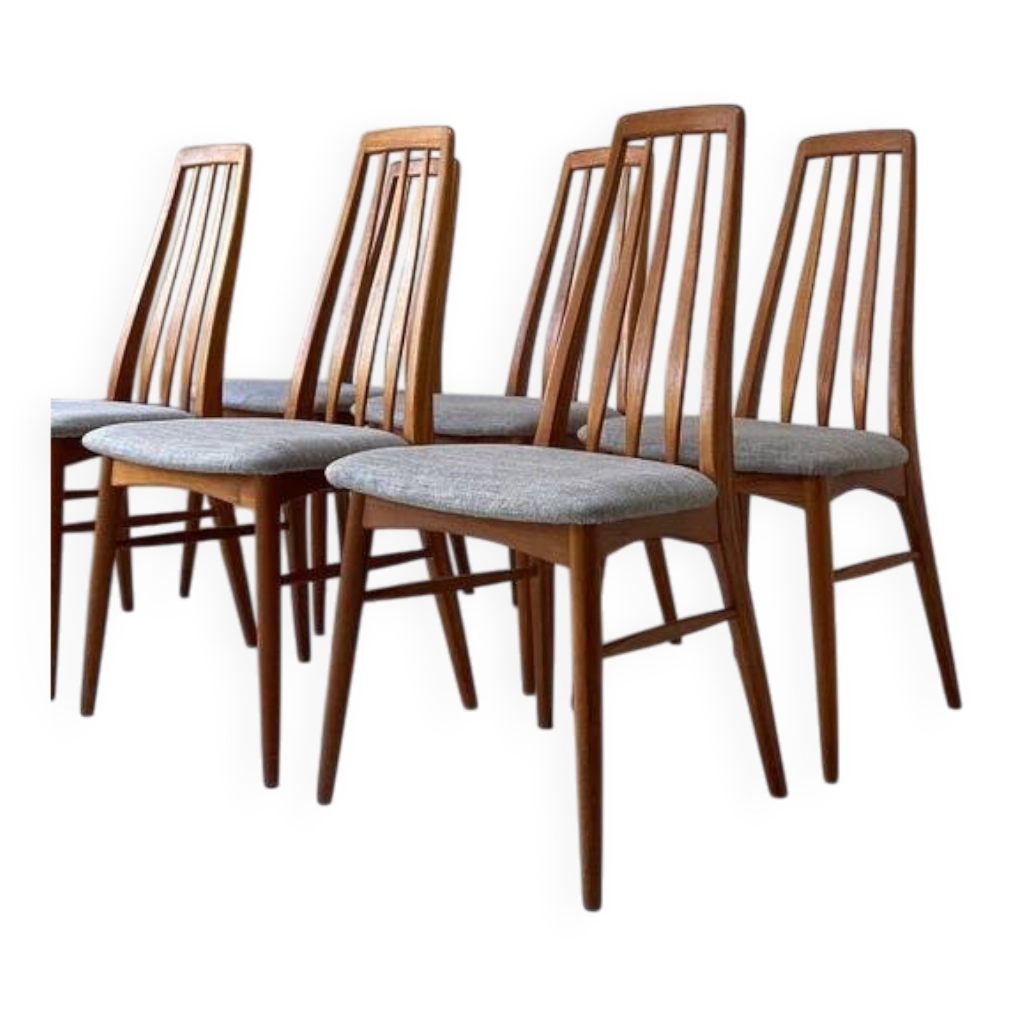 Six Vintage Wooden Dining Chairs Danish From Koefoed Hornslet