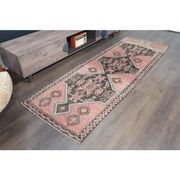 1970s Turkish Oushak Handmade Wool Cotton Pink Runner Rug  98x293