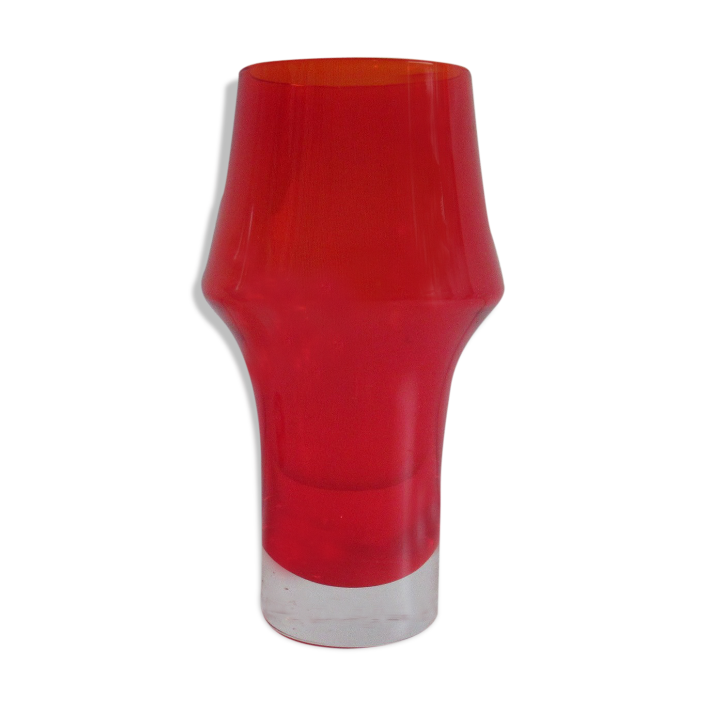 Red coloured glass vase Riihimaki Finland