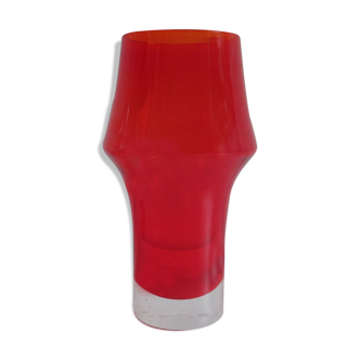 Red colored glass vase  Riihimaki Finland