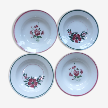 Set de 4 assiettes creuses en pêle mêle en porcelaine d'HBCM et Digoin 2008106