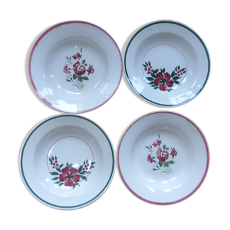 Set de 4 assiettes creuses en pêle mêle en porcelaine d'HBCM et Digoin 2008106