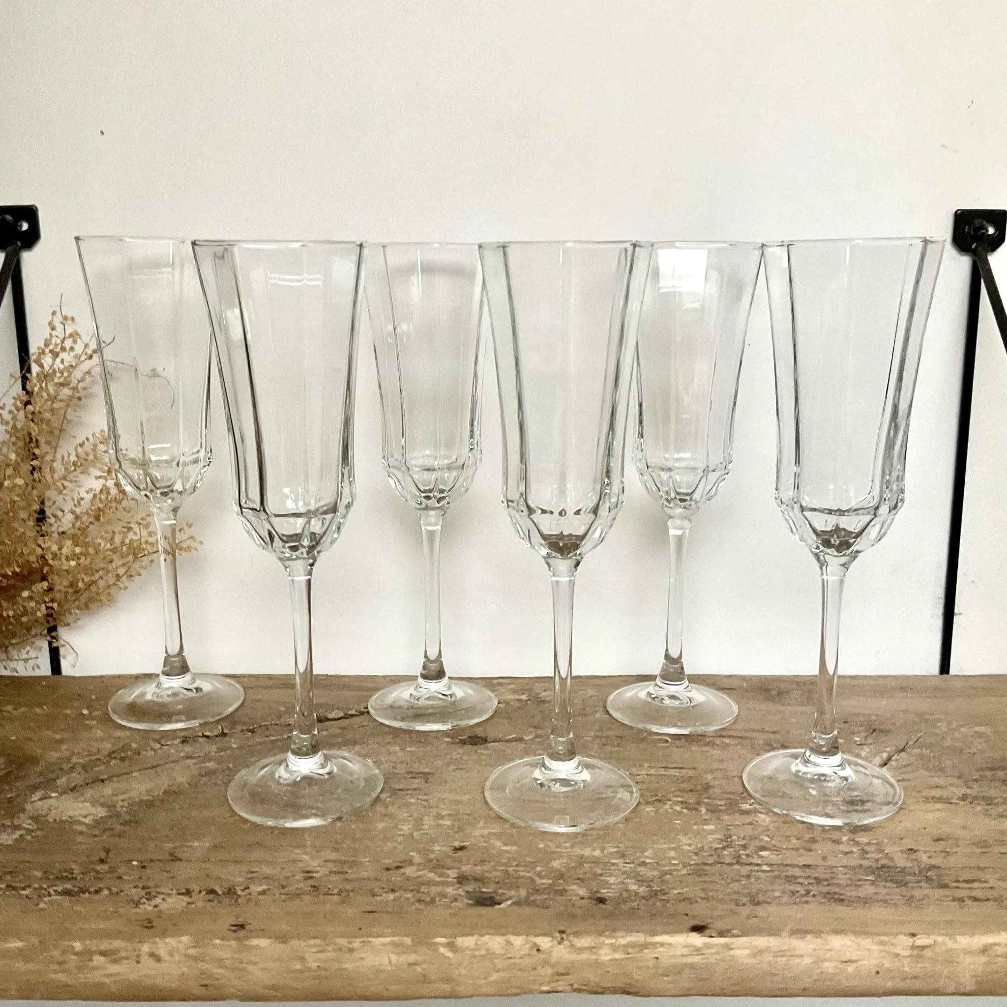 6 Vintage Octime Luminarc Champagne Flutes