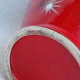 Vintage red baud ceramic vase in Vallauris 50