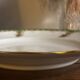 Vintage large round green porcelain serving platter with gold trim from Lim