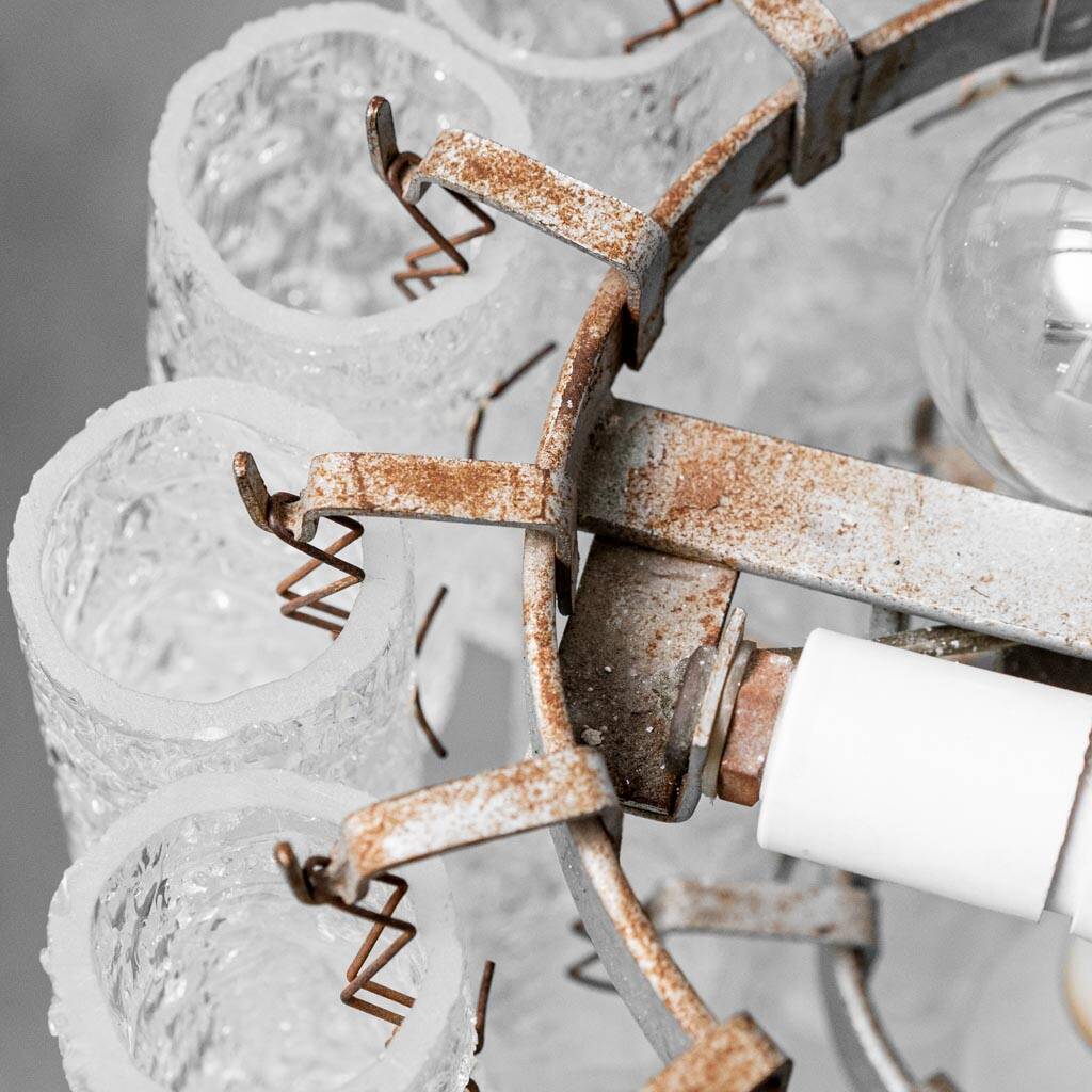 1960s vintage modern antique blown murano glass 3-light chandelier