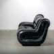 Black leather space age Italian 2 seater sofa