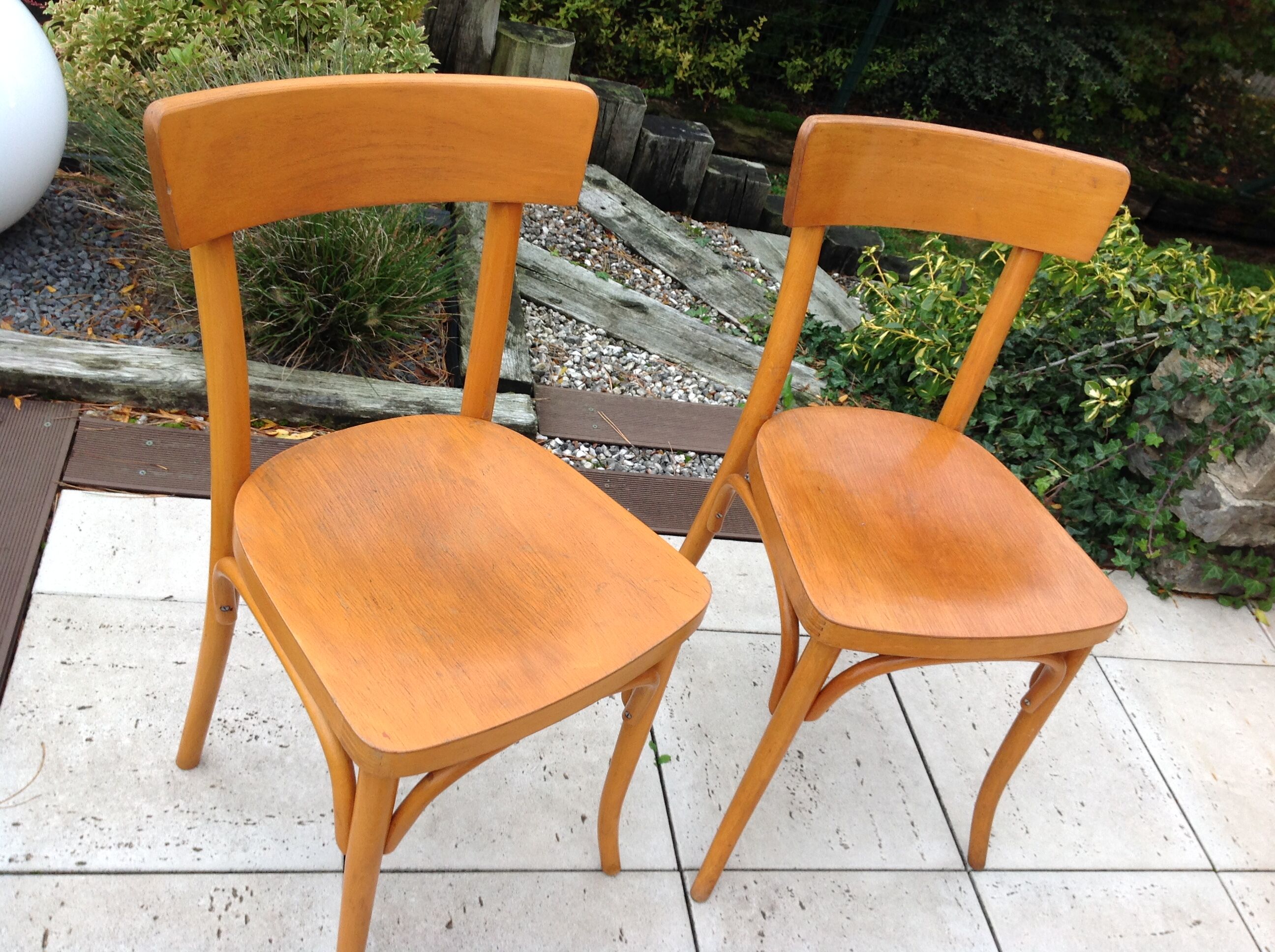 Pair of Thonet bistro chairs, 30-40s