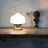 Opaline and brass table lamp
