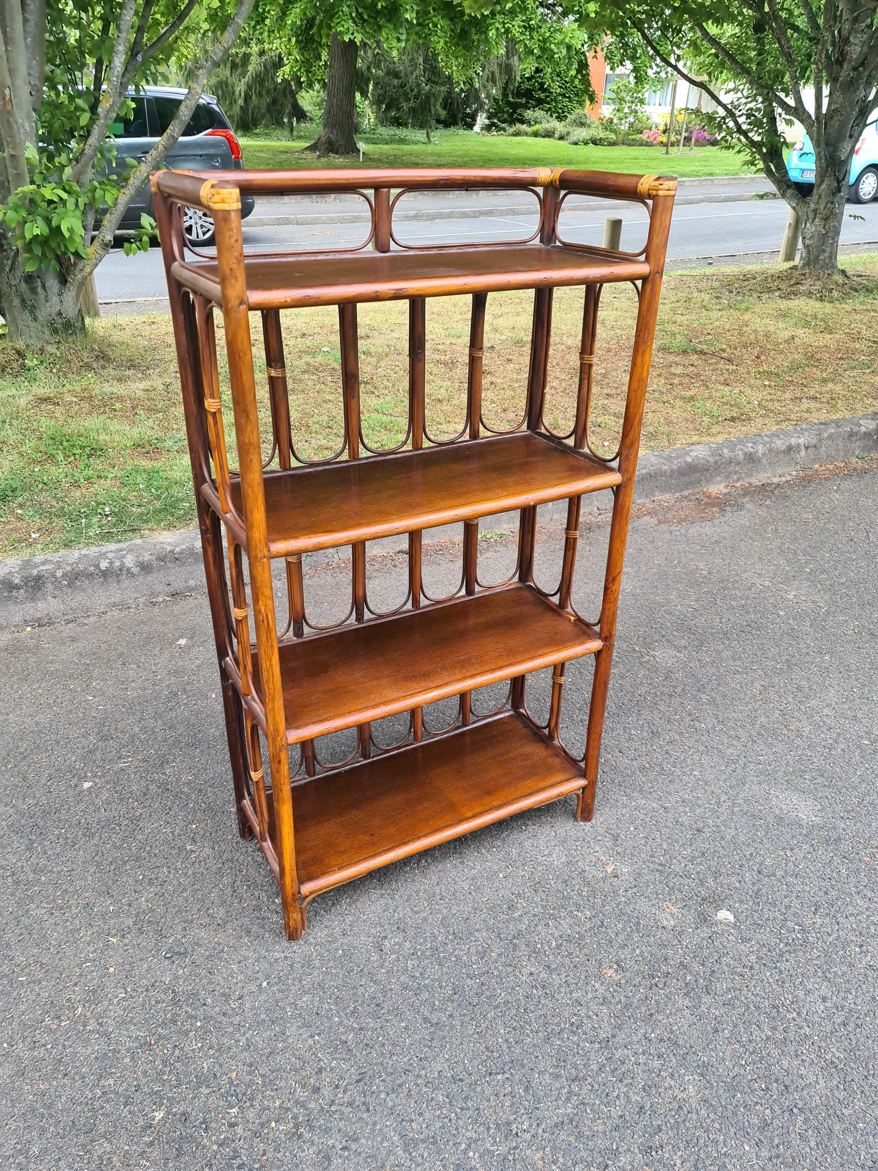 Vintage bamboo rattan shelf