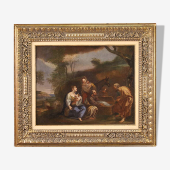 Painting landscape with family scene from the 18th century