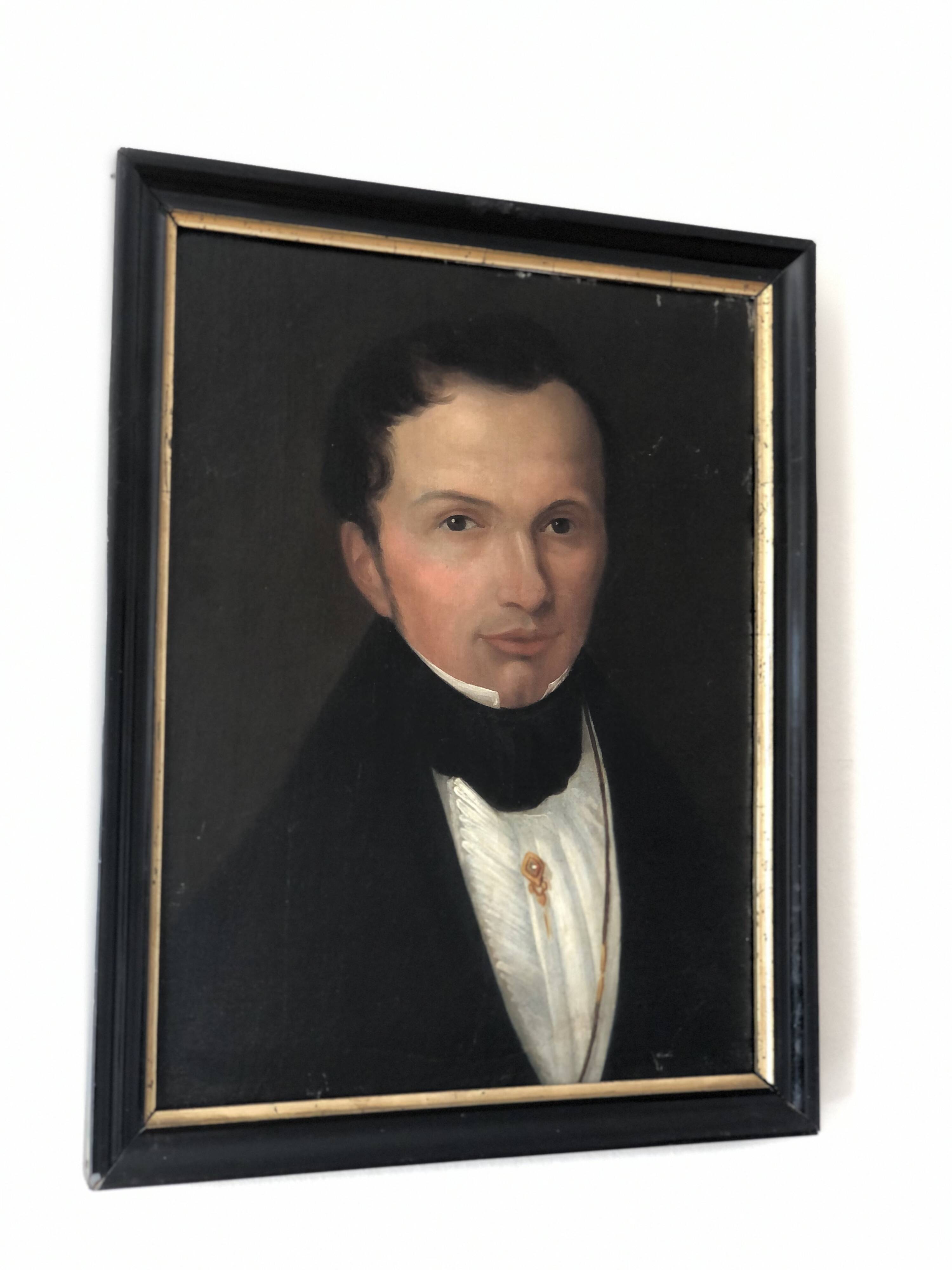 Antique Vintage 19th Century Oil Portrait Painting of a Dutch Gentleman