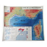Vintage school map MDI FRANCE Mediterranean