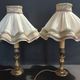 Pair of vintage bedside lamps with brass petticoat shades, 20th century