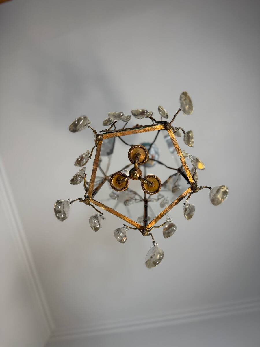 Louis XV style lantern in bronze with drop-shaped pendants, around 1900.